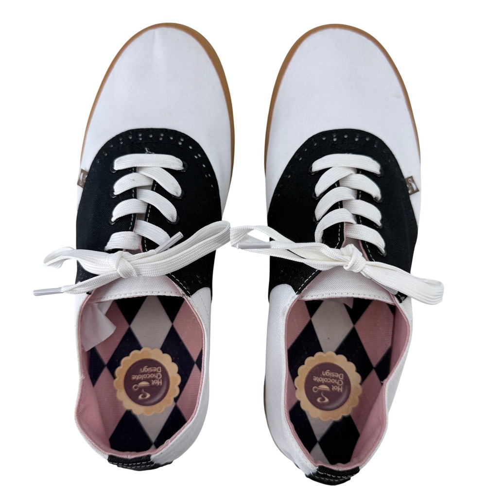 Hot Chocolate Design The Originals Saddle Shoes Black White Canvas US 10 EU 42